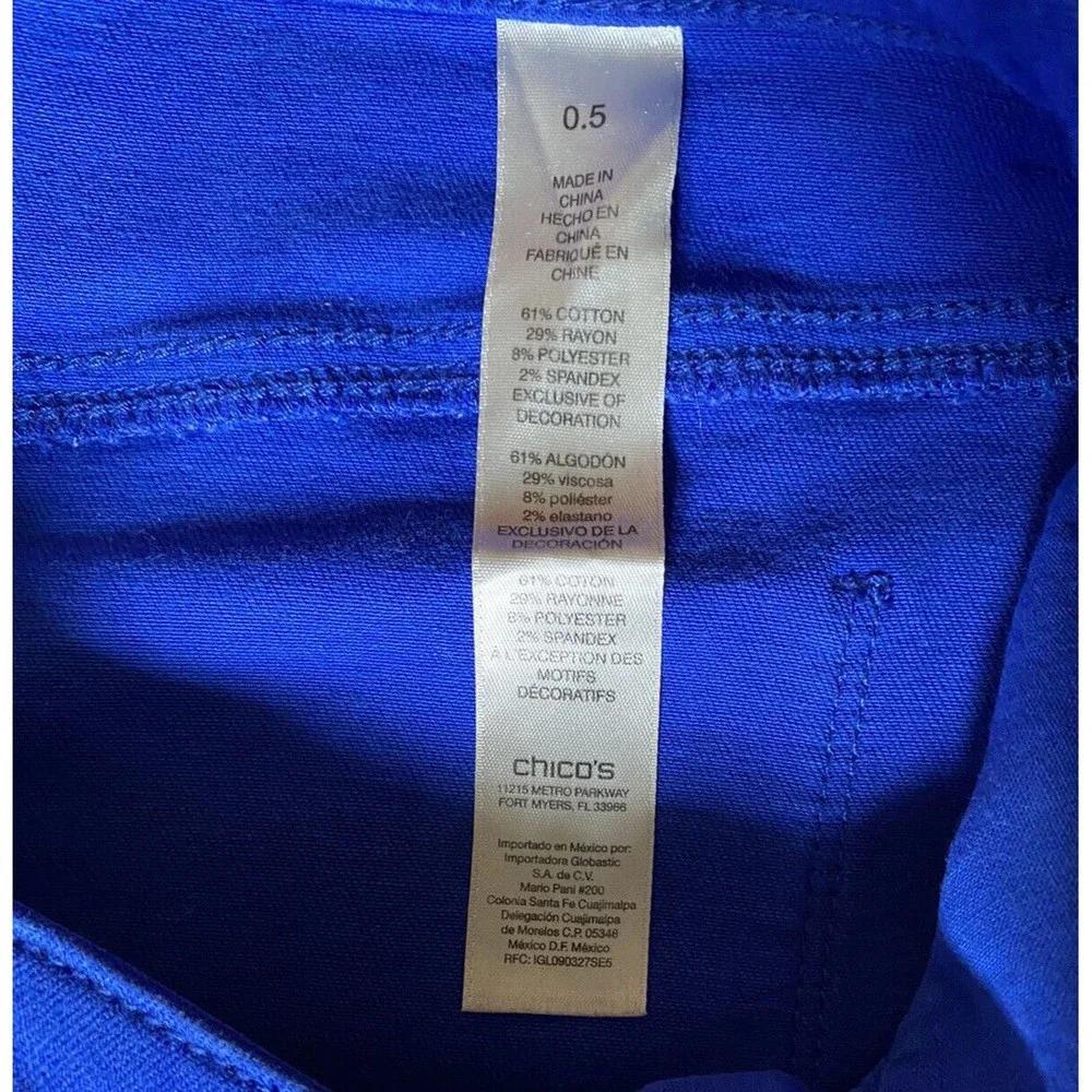Chico's The Platinum Jegging Womens Size 0.5 Belladonna Blue Cotton - Picture 7 of 10